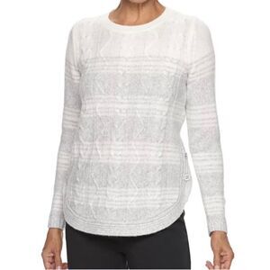 Croft & borrow women’s long sleeve, gray and white sweater size XS